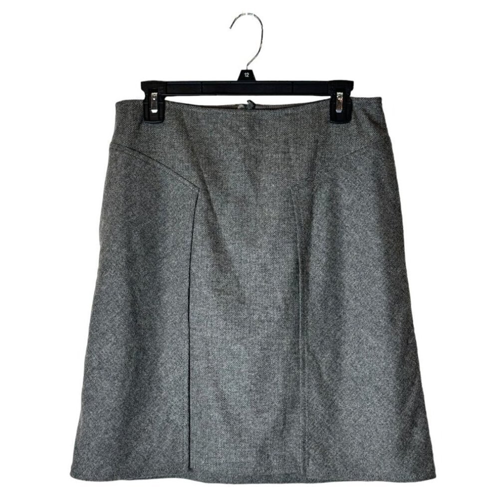 Escada‎ Brown Gray Wool Blend Pocket Panel Front A Line Mini Skirt Size S